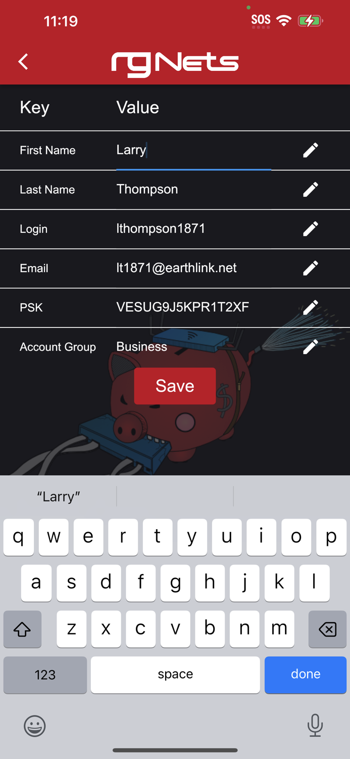 rXg Account Details Editor