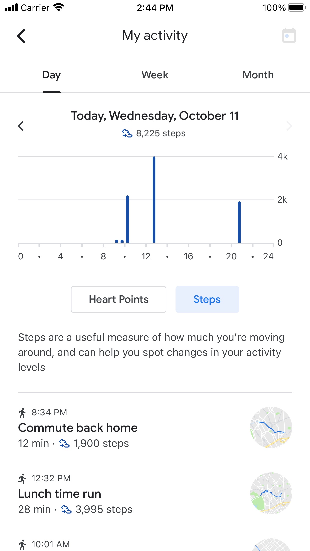 Screenshot do app Google Fit: monitor fitness