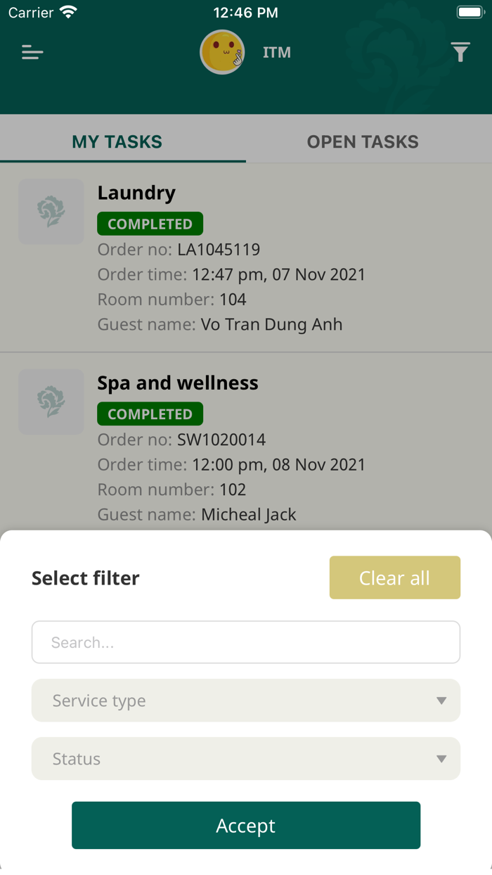 Guest Service Request