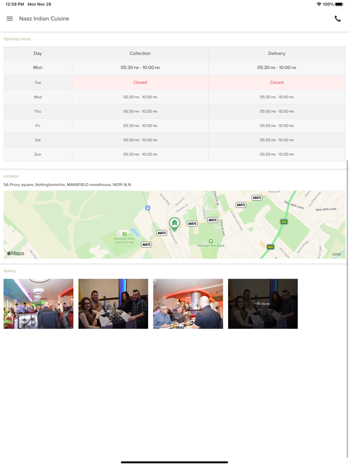 Naaz Indian Cuisine.