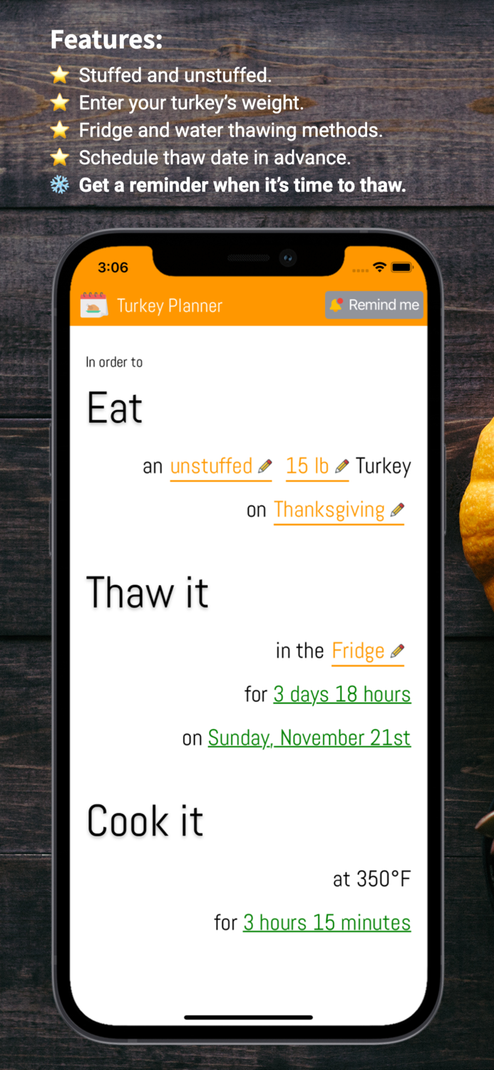 Turkey Planner - Thaw  Cook