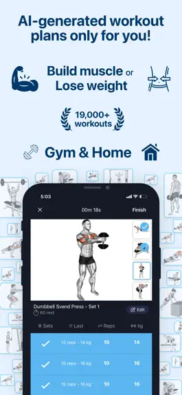 Game screenshot Gym&Home Exercises: WorkoutAI mod apk
