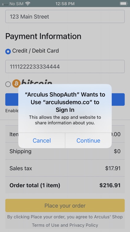 Arculus™ ShopAuth