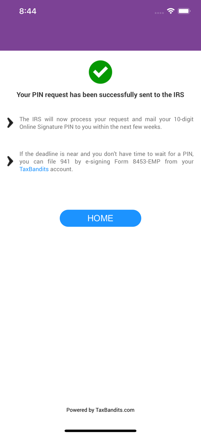 Form 94x Online Signature PIN