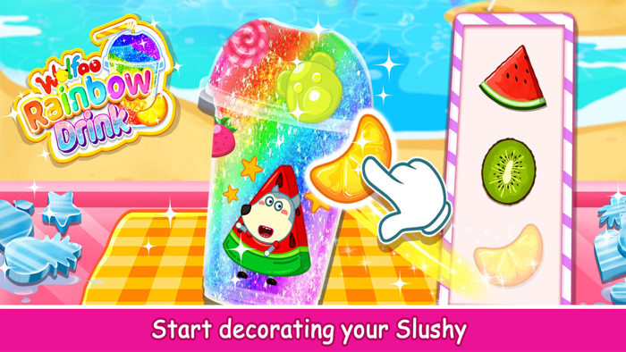 Wolfoo Make Rainbow Slushy