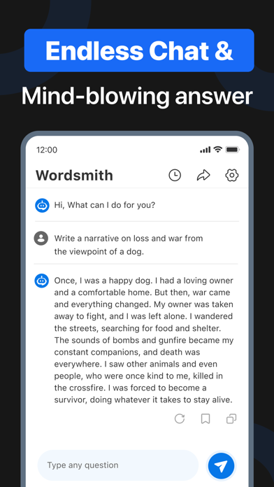 Wordsmith: AI Writer, Chatbot Screenshot