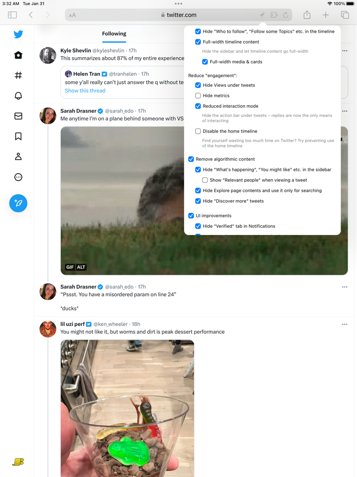 Control Panel for Twitter