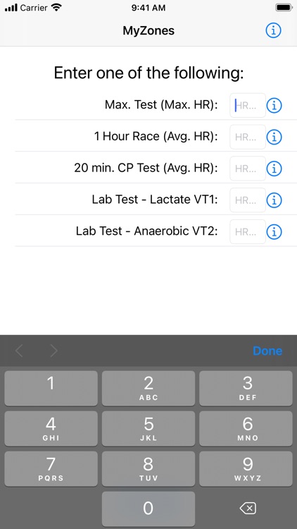 MyZones - HR Zone Calculator