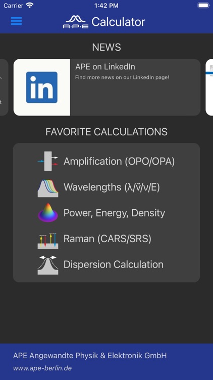 APE Optics Calculator