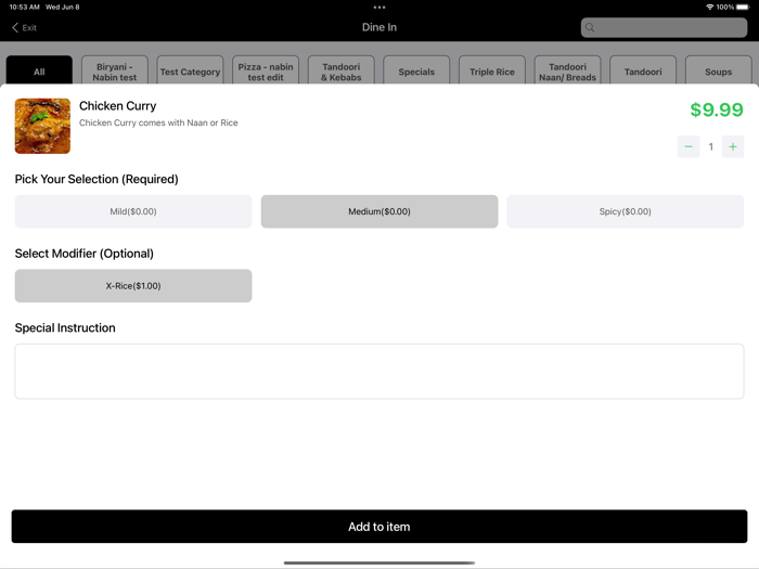 Order  Pay from Table