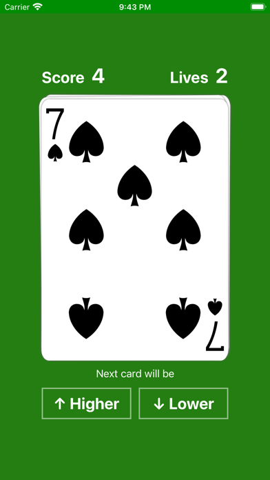 Higher or Lower card game easy iphone images