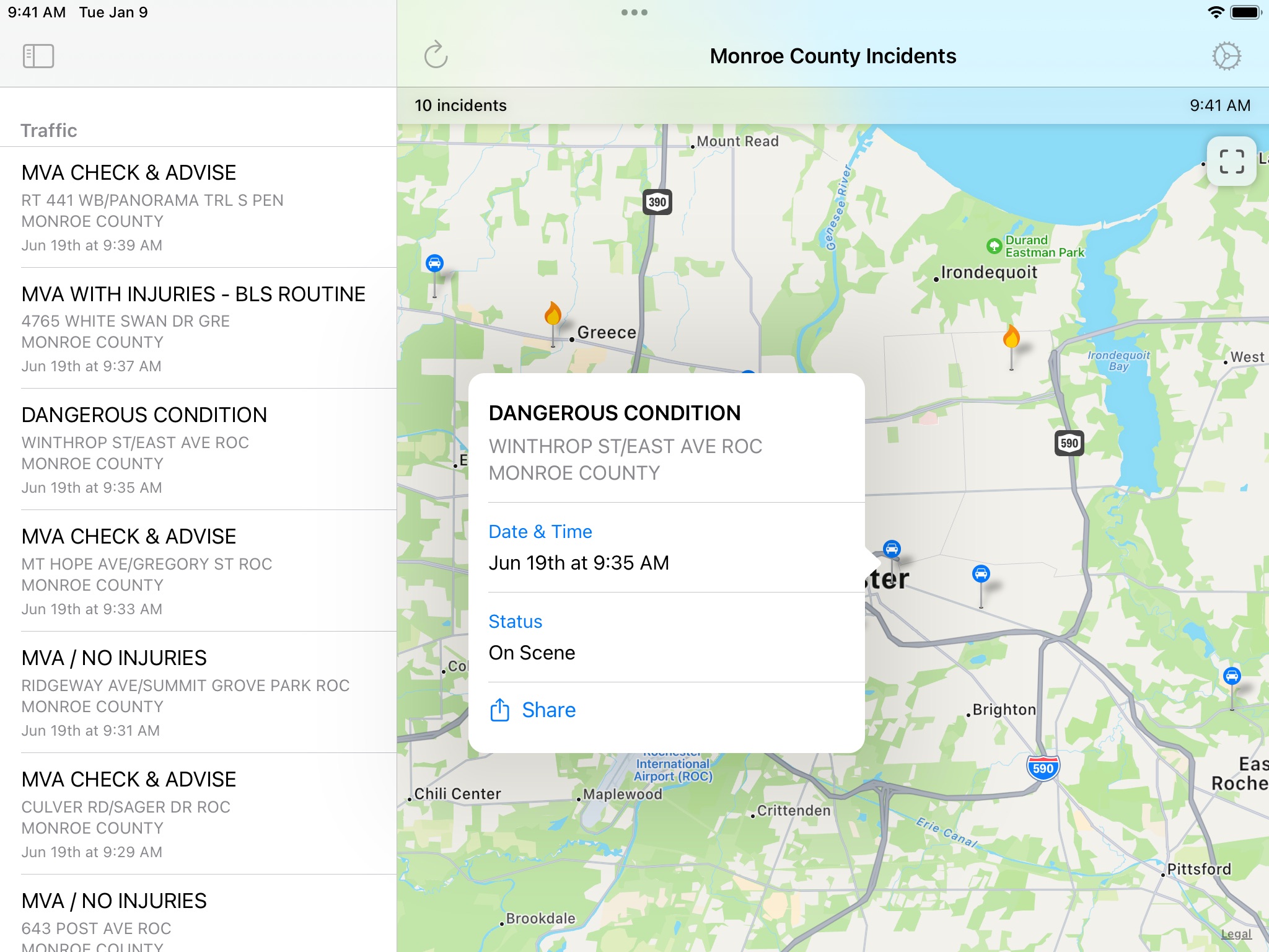 Monroe County Incidents screenshot 2