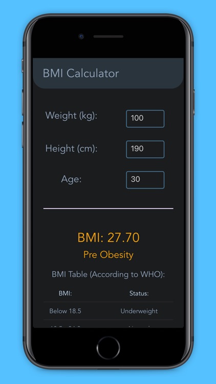 Minimal BMI Calculator