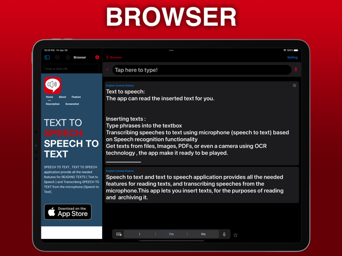 Text to Speech, Speech to Text