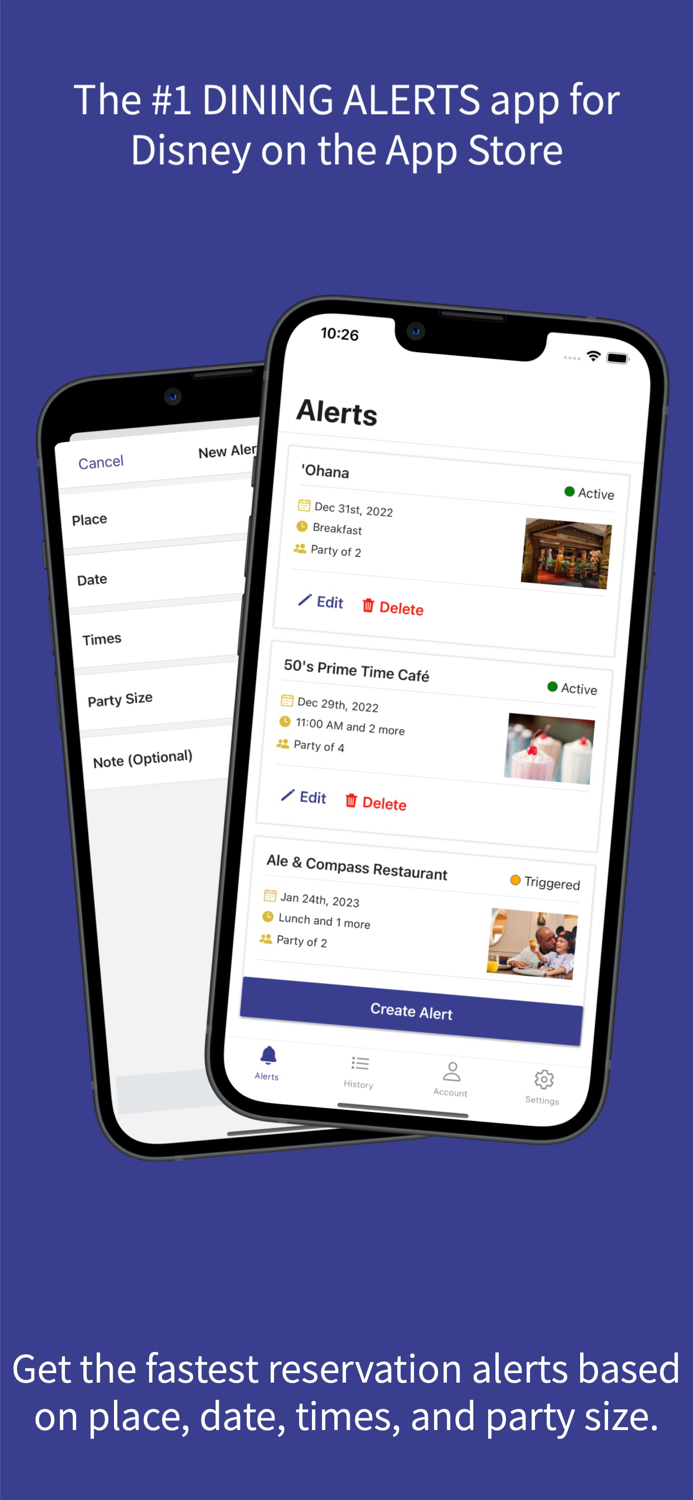 Dining Alerts for Disney Parks