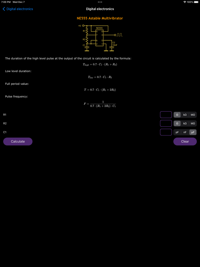 Electronic Circuits Calc Pro