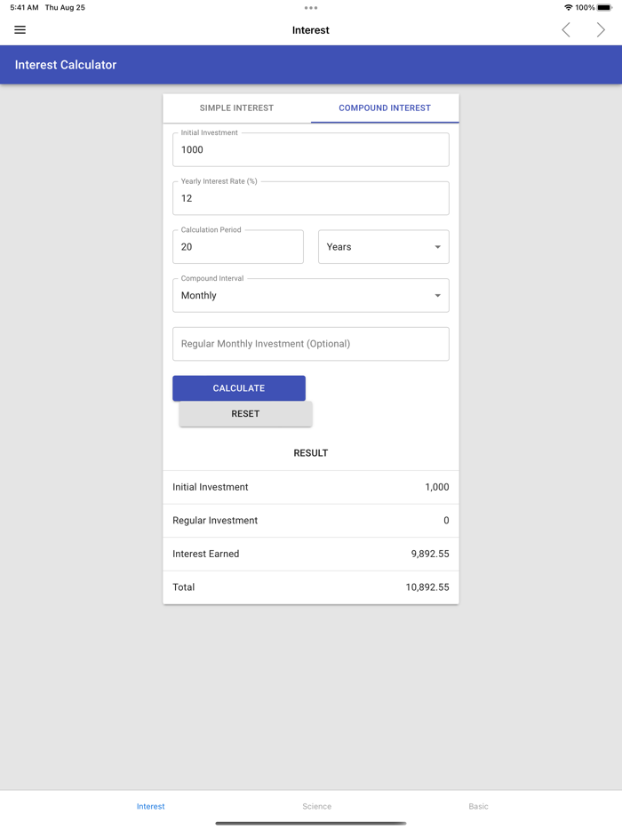 Interest Calculator and Tools