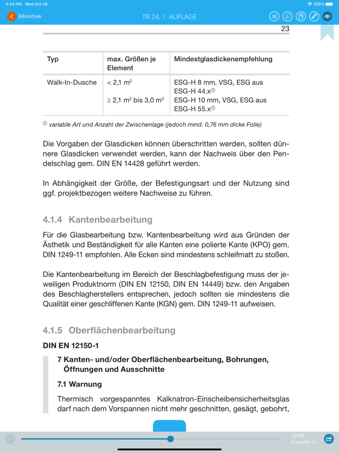 Technische Richtlinien - Glas