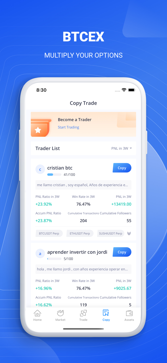 BTCEX Giao dịch BTC và Crypto