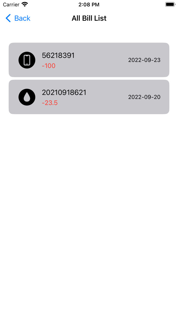 Bill Recharge Record