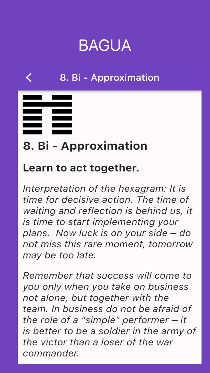 Bagua, Yi Jing divinations