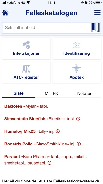 Felleskatalogen Helsepersonell