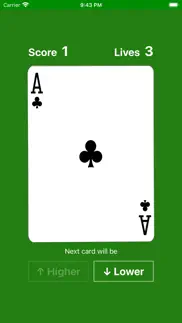 higher or lower card game easy iphone screenshot 2
