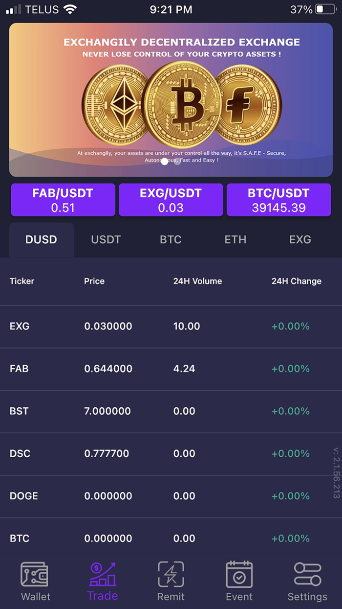Exchangily DEX Wallet