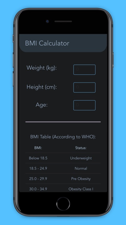 Minimal BMI Calculator