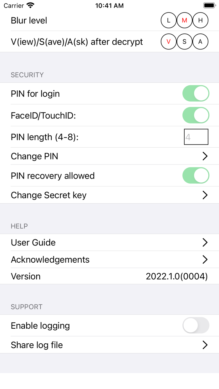 Hide photo, video, document