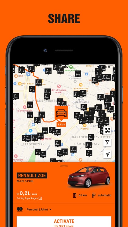 SIXT rent share & taxi