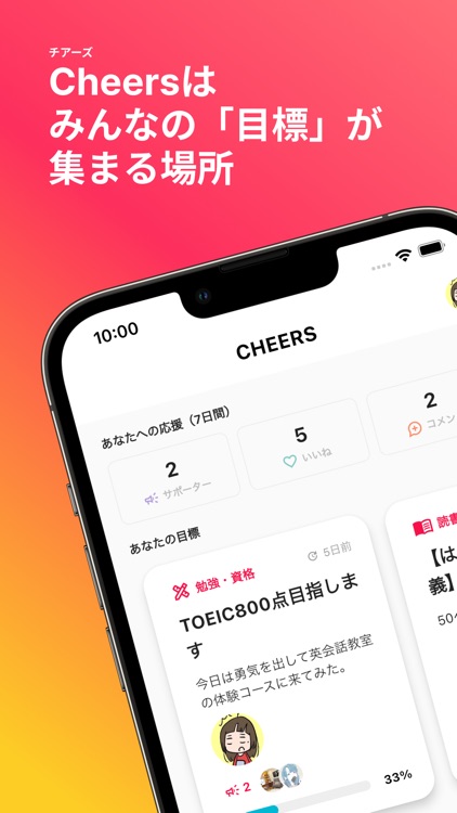 Cheers - みんなで目標達成を目指す応援コミュニティ