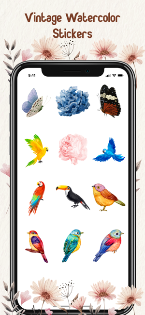 Vintage Watercolor Stickers(圖2)-速報App