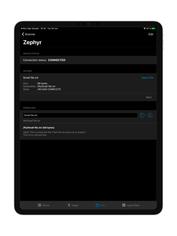 nRF Connect Device Manager screenshot 3
