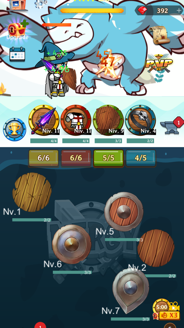 Mergy Merge RPG game heroes