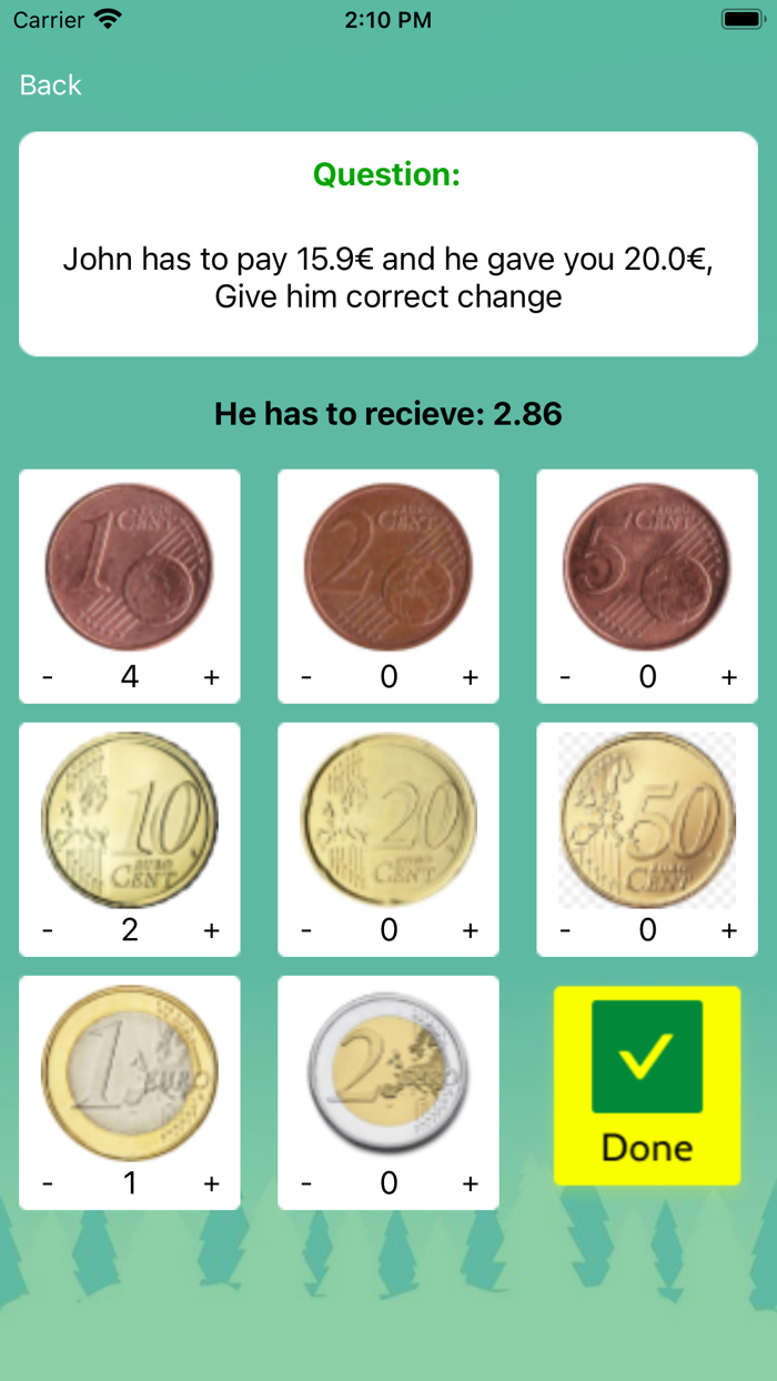 Appropriate coin calculation