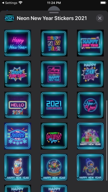 Neon New Year Stickers 2021