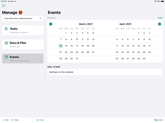 Manage: Tasks, Docs & Events screenshot 3