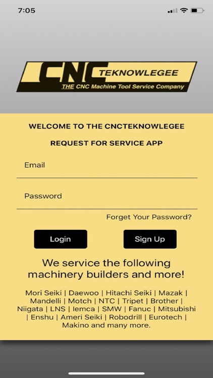 CNCTeknowlegee Service Request