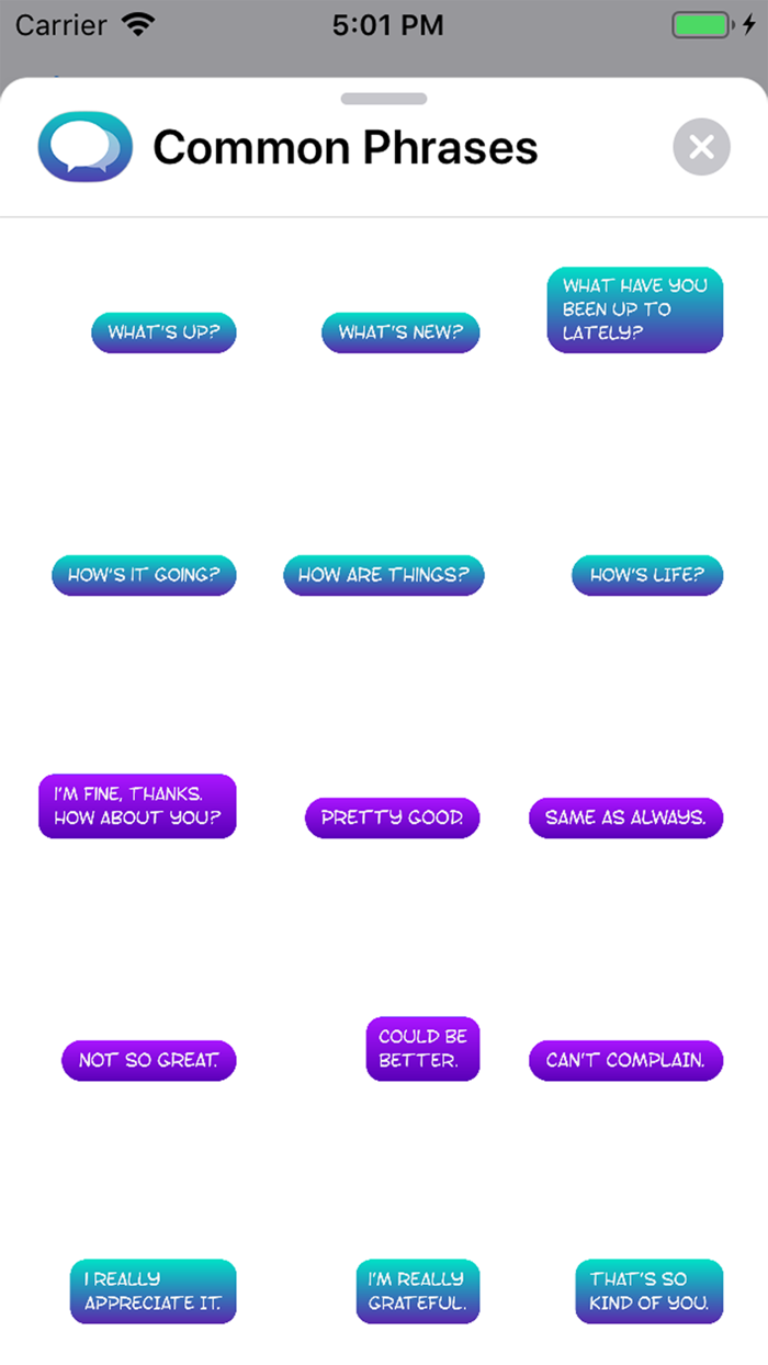 Common Phrases for iMessage