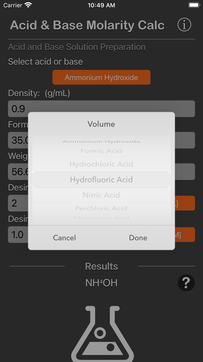 Acid and Base Molarity Calc