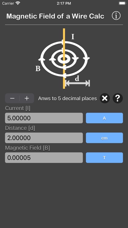 Magnetic Field of a Wire Calc