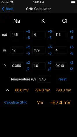 Game screenshot Nernst-GHK Calculator apk