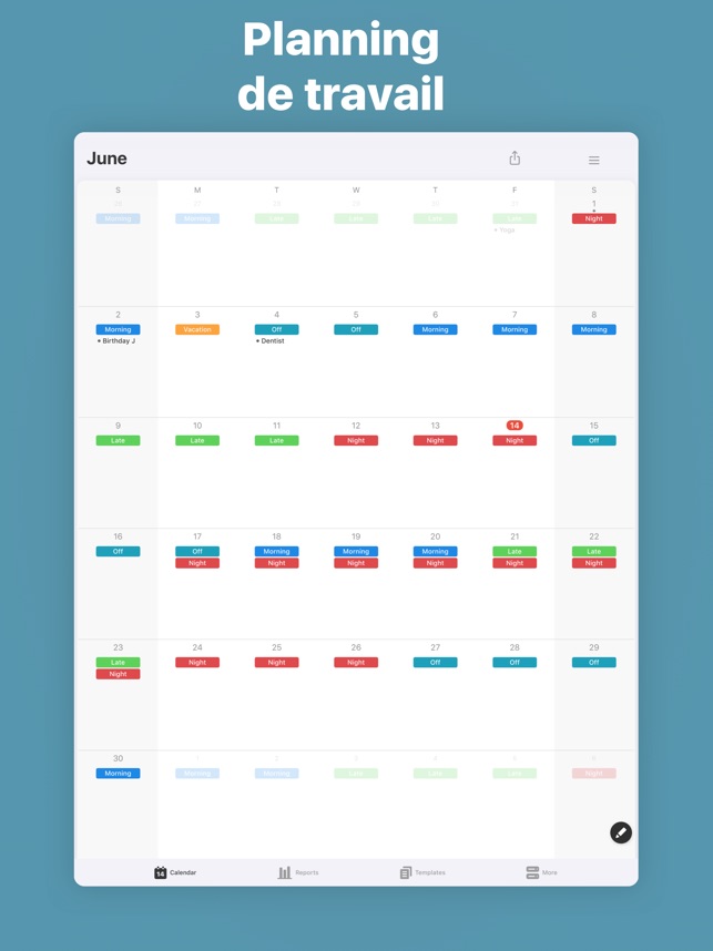 Supershift Planning Travail Dans L App Store