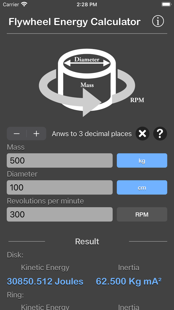 Flywheel Energy Calculator