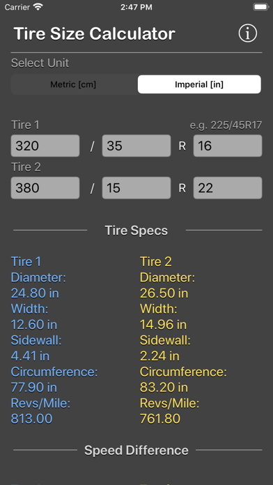 タイヤサイズ電卓 screenshot1