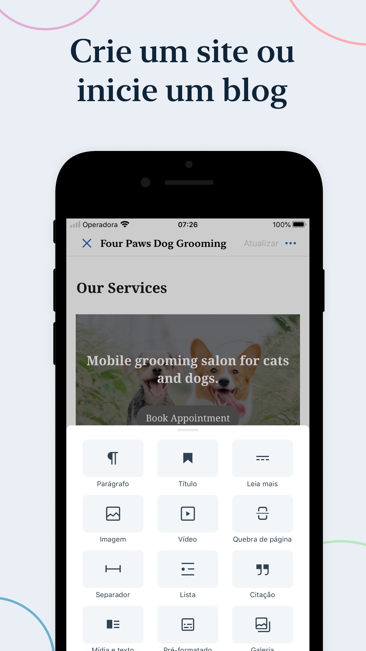 Screenshot do app WordPress
