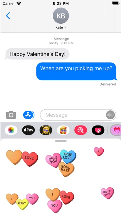 Animated Candy Hearts Stickers