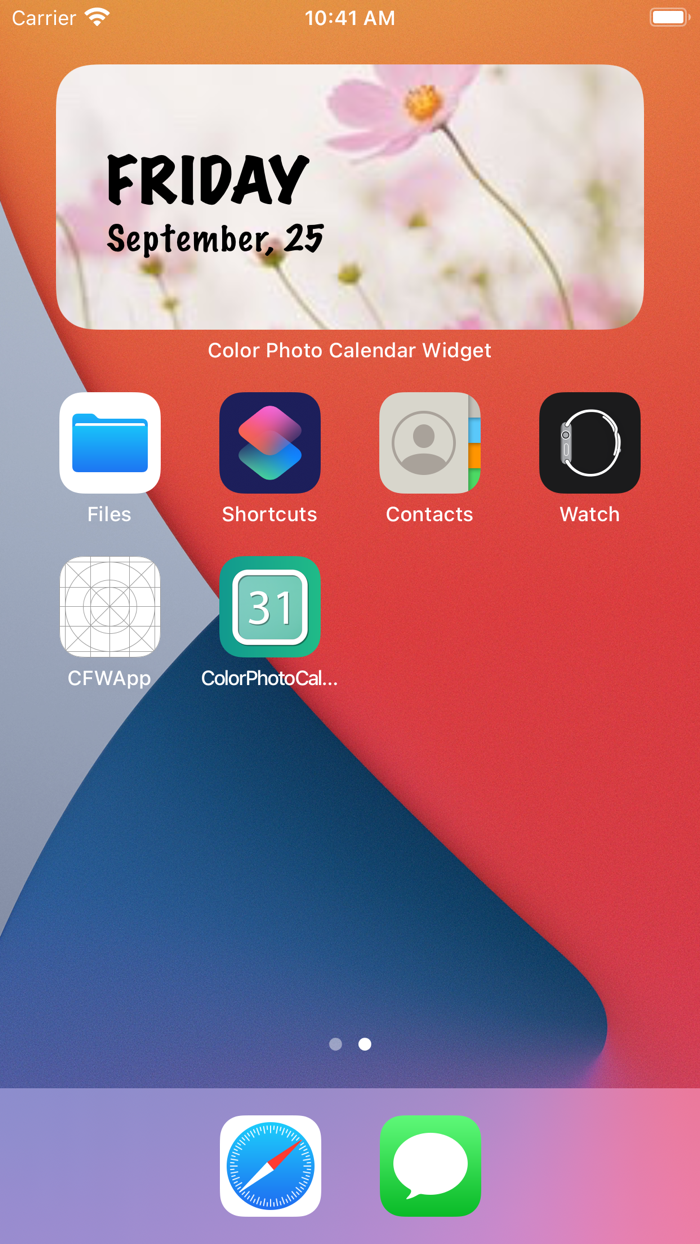 Color Photo Calendar Widget