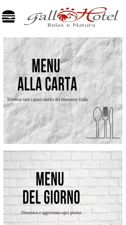 Gallo app menu